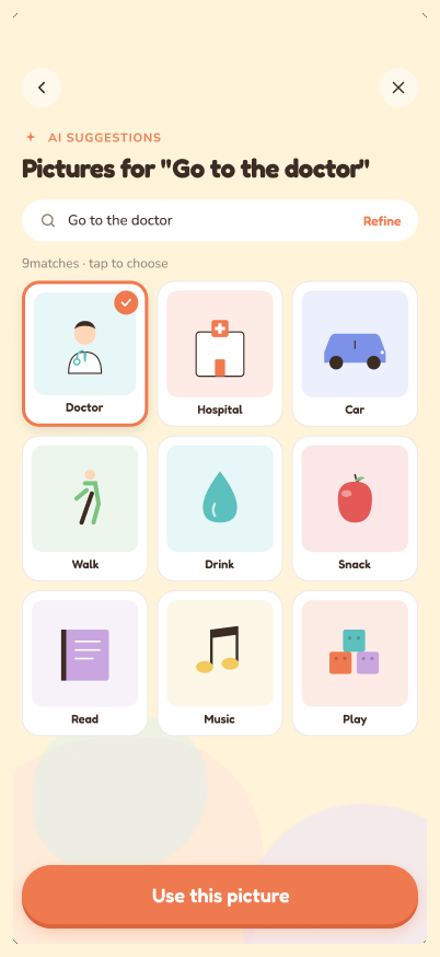 AI-suggested pictures for an activity