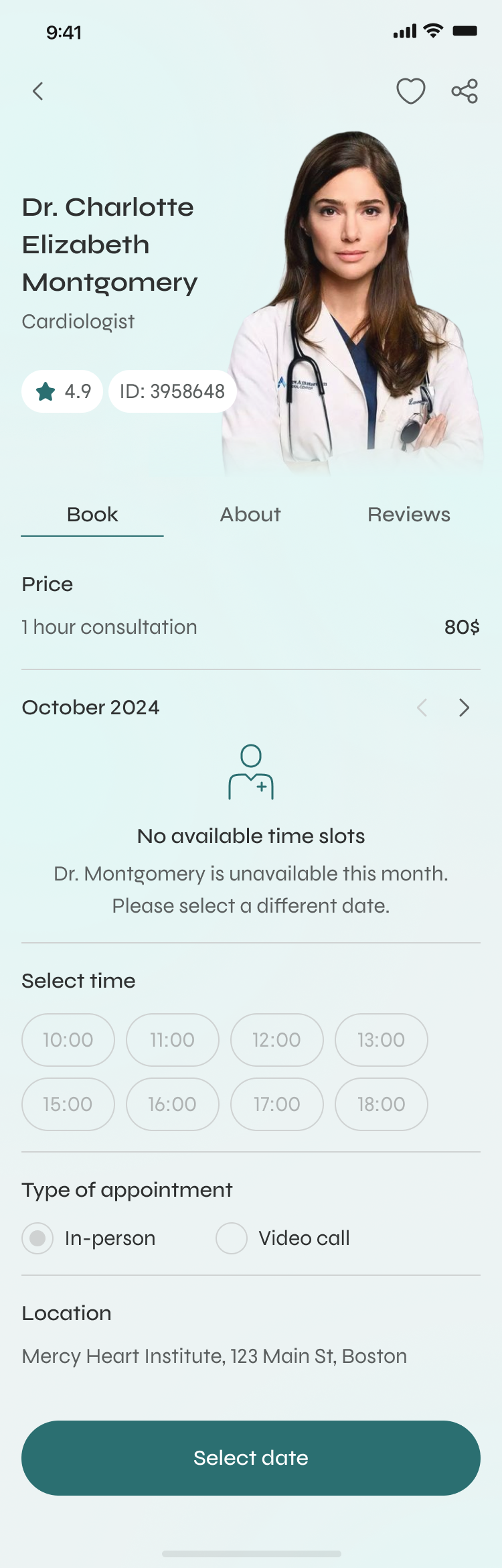 Book an appointment — price & availability