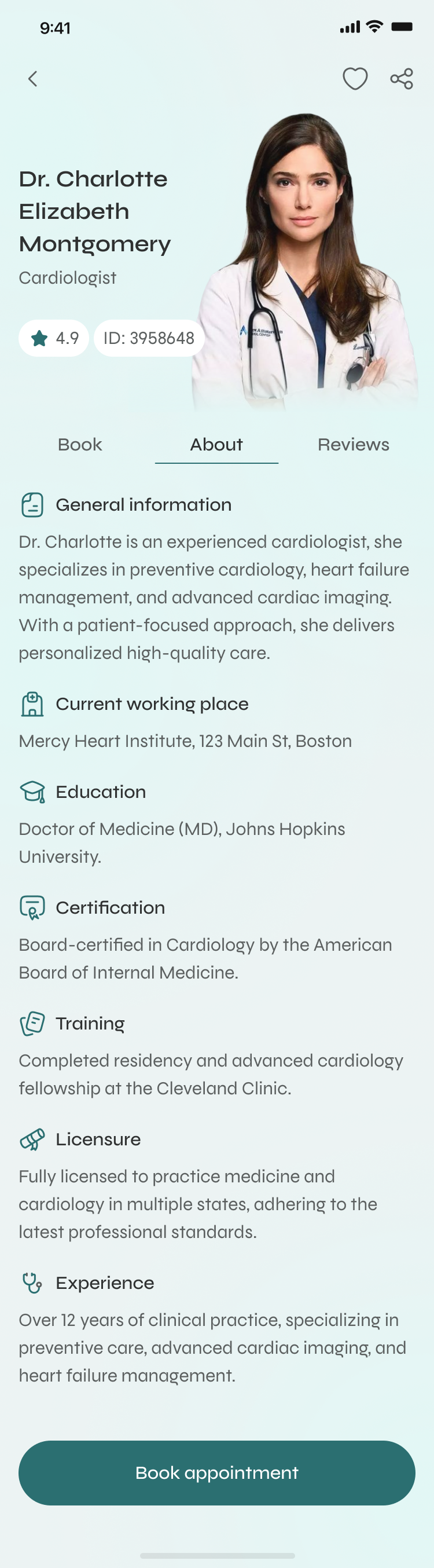 Wellio — doctor profile built for a decision