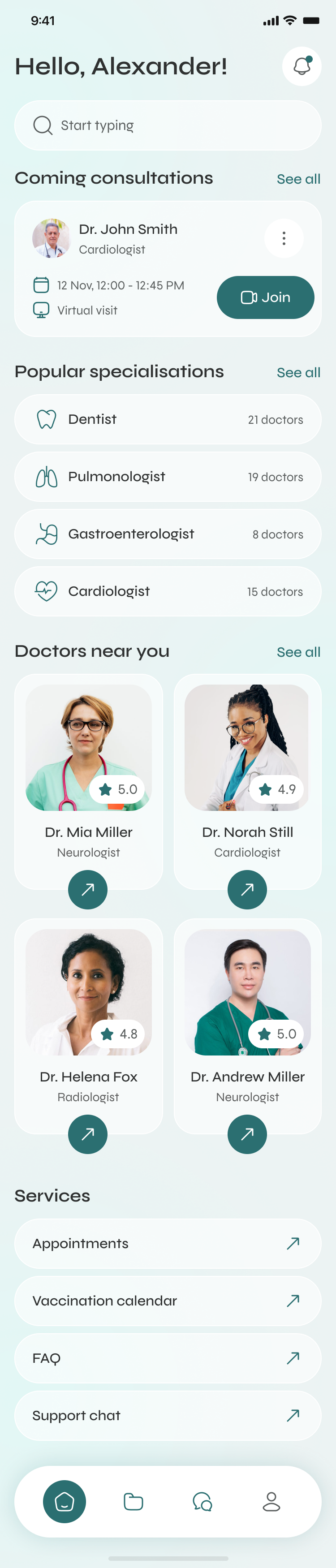 Wellio — home, next appointment first