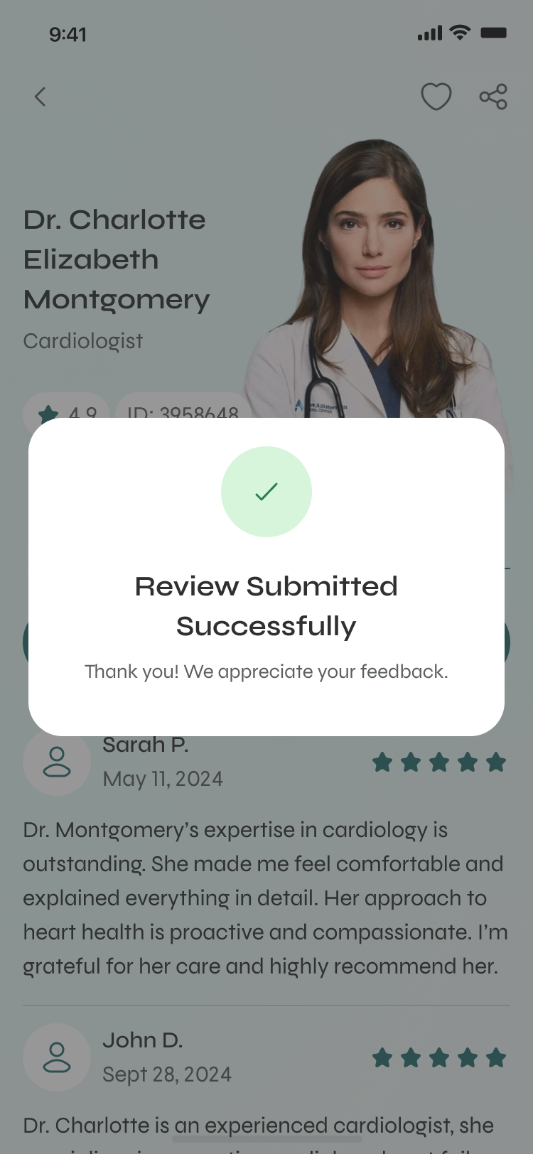 Doctor profile — reviews