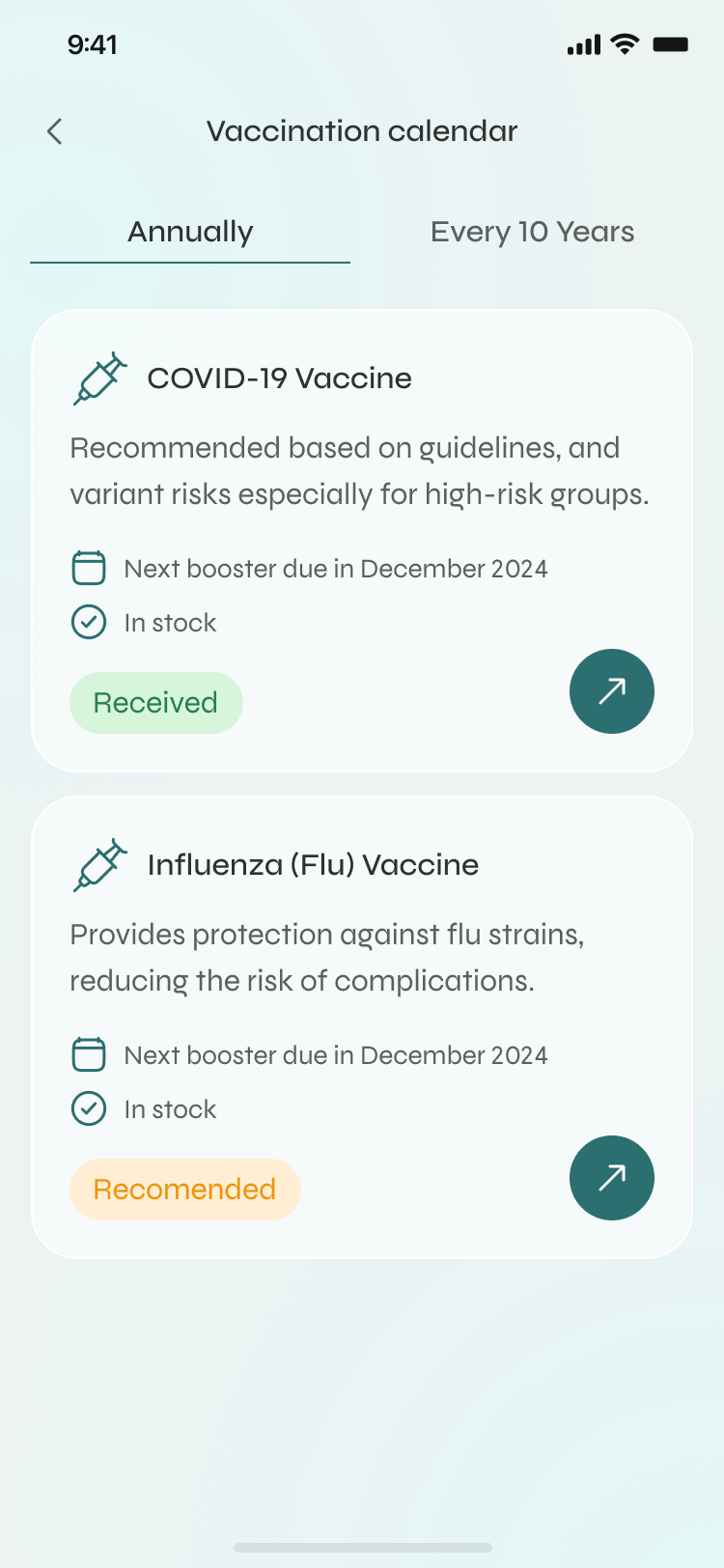 Vaccination calendar